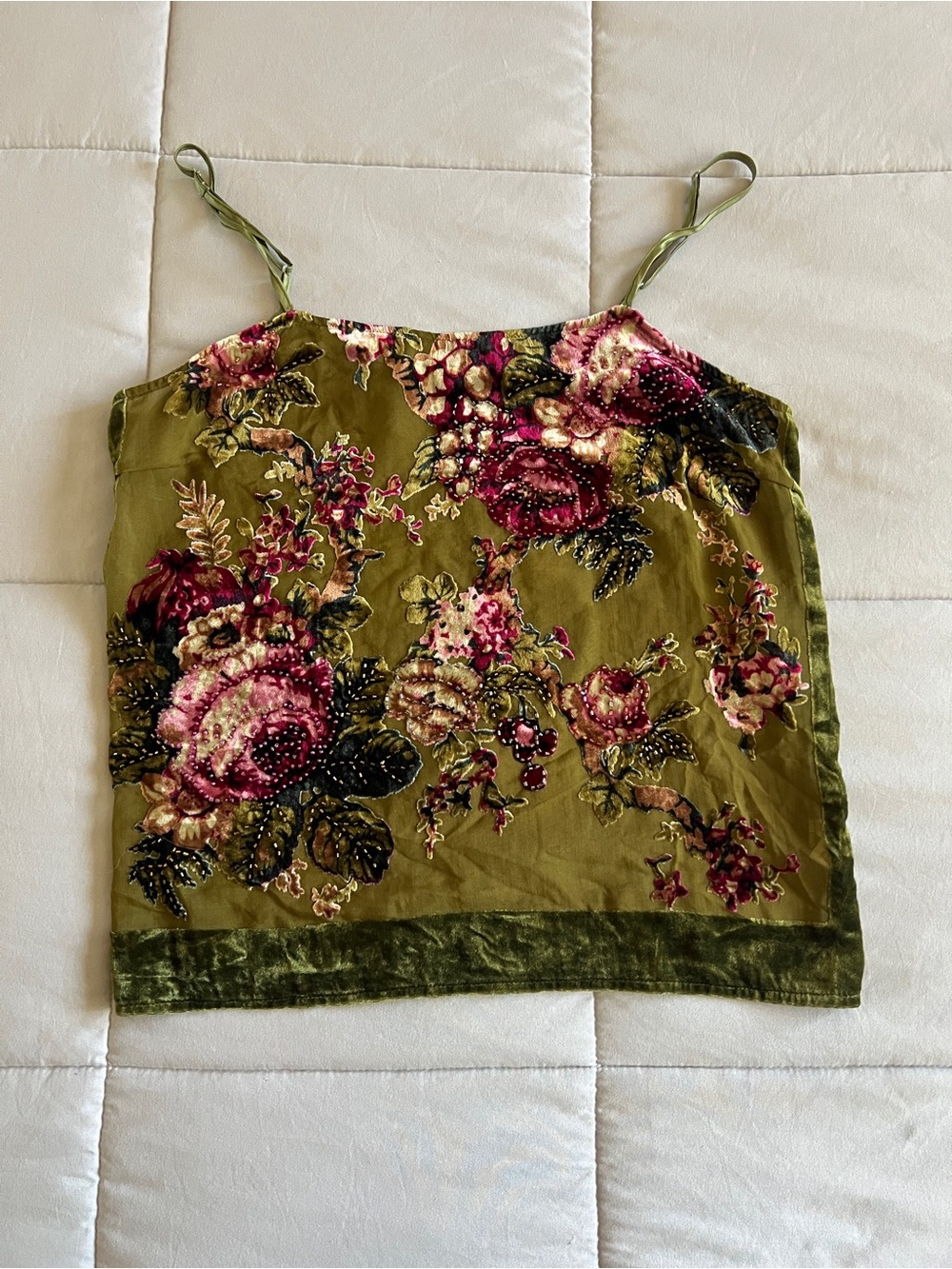 Velvet Floral Beaded Cami